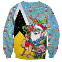 Saint Lucia Christmas Sweatshirt Tropical Santa Claus - Wonder Print Shop