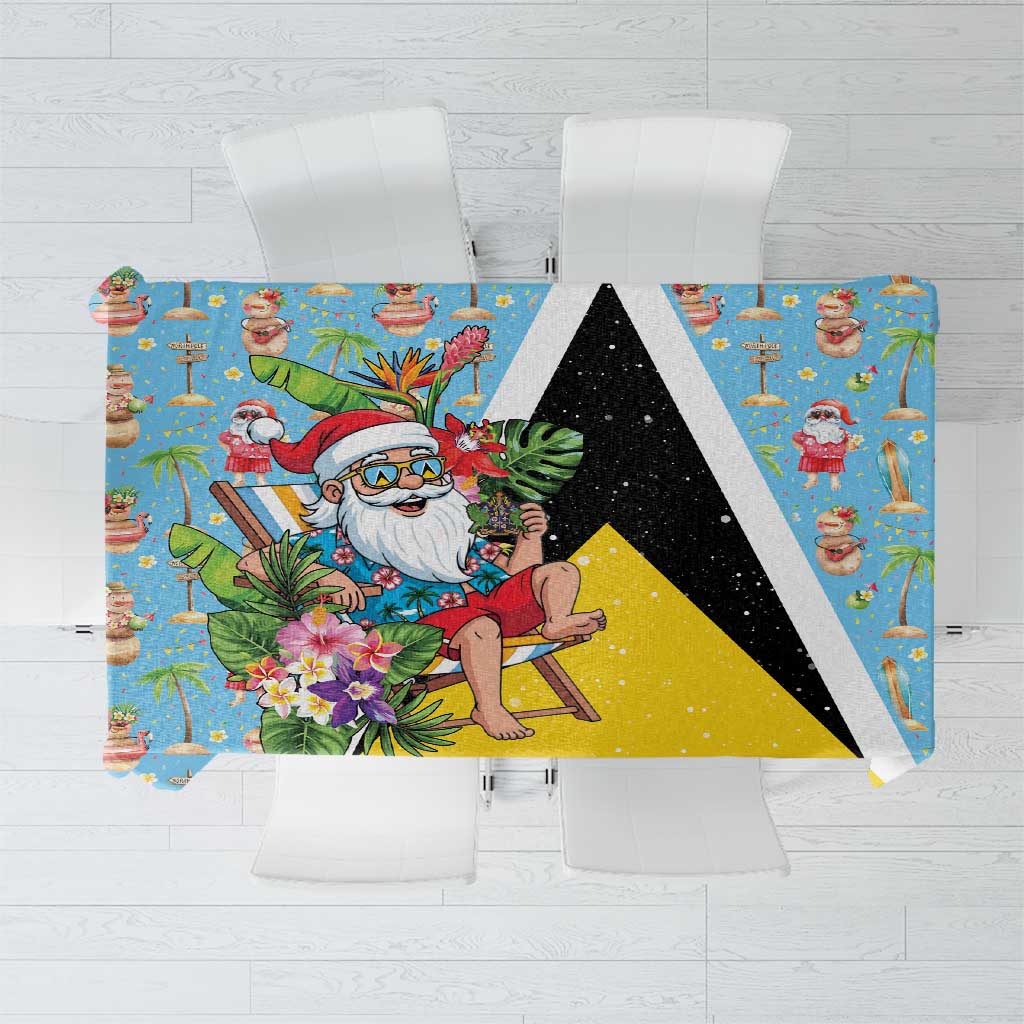 Saint Lucia Christmas Tablecloth Tropical Santa Claus - Wonder Print Shop