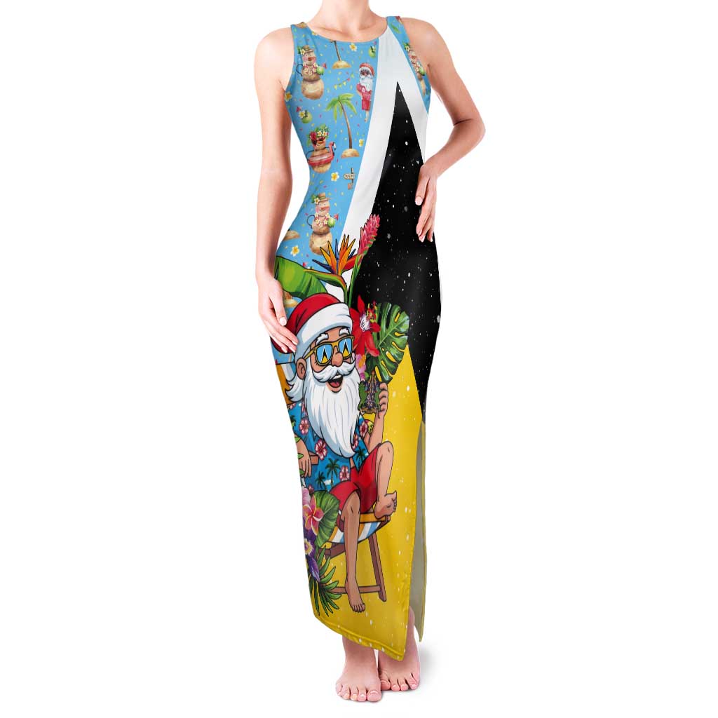 Saint Lucia Christmas Tank Maxi Dress Tropical Santa Claus - Wonder Print Shop