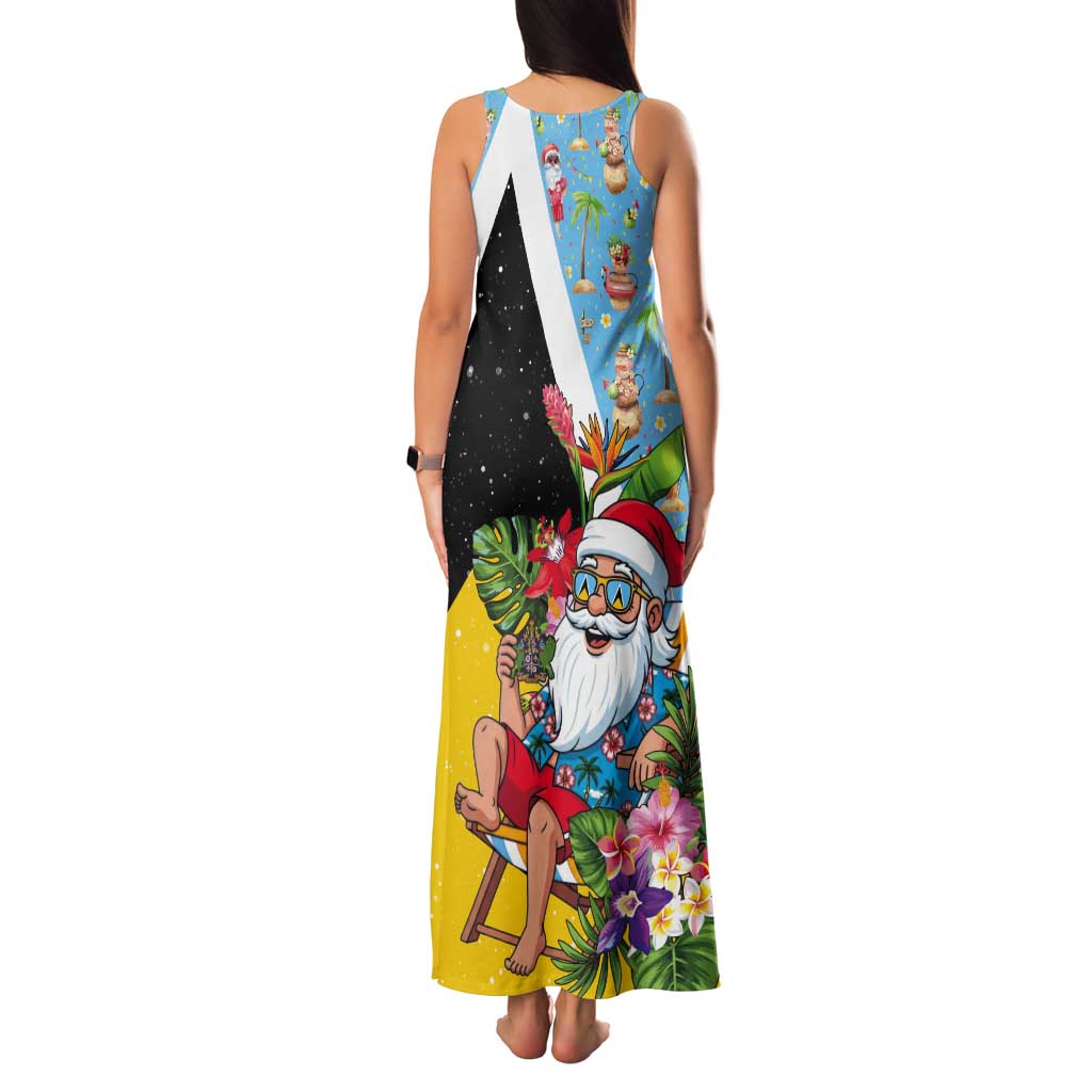 Saint Lucia Christmas Tank Maxi Dress Tropical Santa Claus - Wonder Print Shop