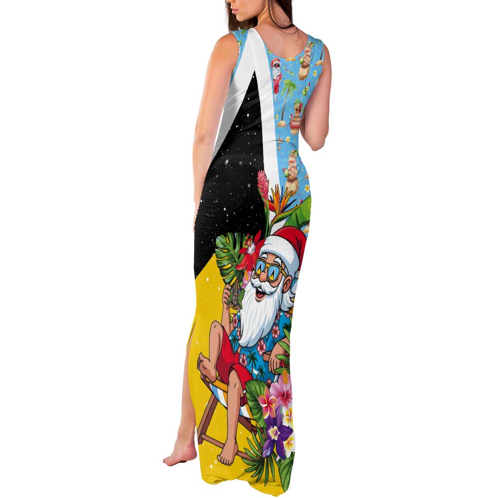 Saint Lucia Christmas Tank Maxi Dress Tropical Santa Claus - Wonder Print Shop
