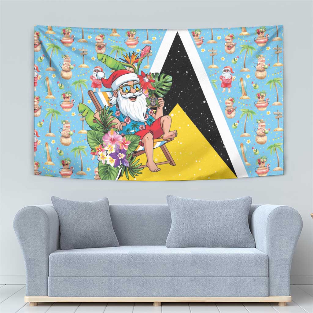 Saint Lucia Christmas Tapestry Tropical Santa Claus - Wonder Print Shop