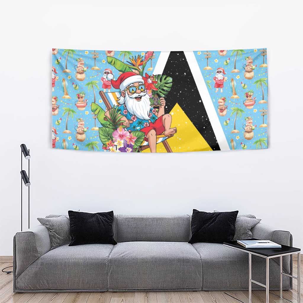 Saint Lucia Christmas Tapestry Tropical Santa Claus - Wonder Print Shop
