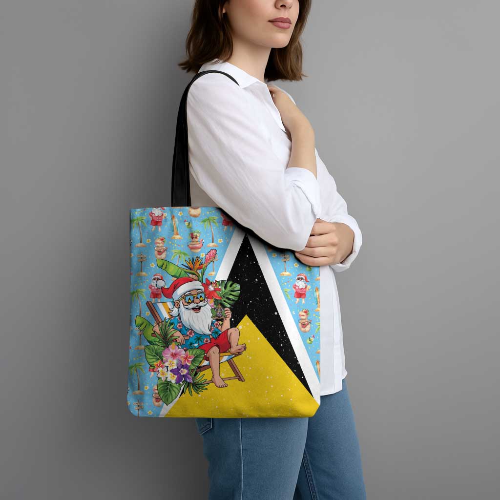 Saint Lucia Christmas Tote Bag Tropical Santa Claus - Wonder Print Shop