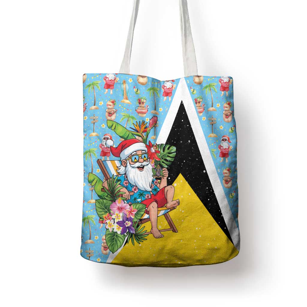 Saint Lucia Christmas Tote Bag Tropical Santa Claus - Wonder Print Shop