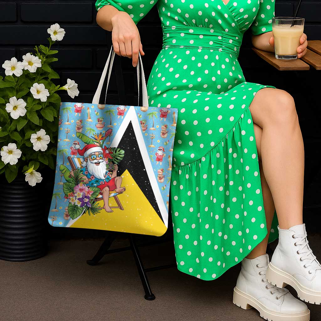 Saint Lucia Christmas Tote Bag Tropical Santa Claus - Wonder Print Shop