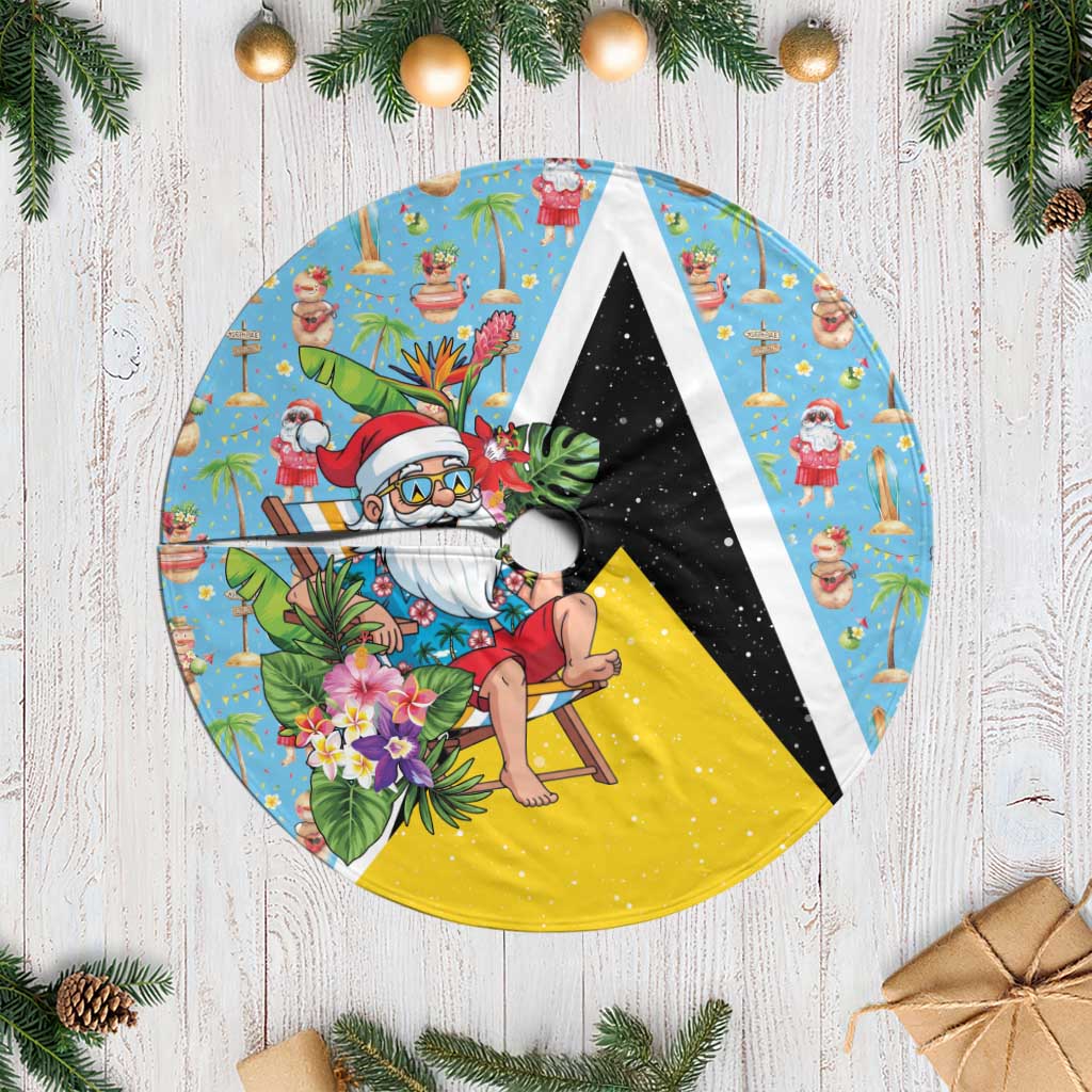 Saint Lucia Christmas Tree Skirt Tropical Santa Claus - Wonder Print Shop