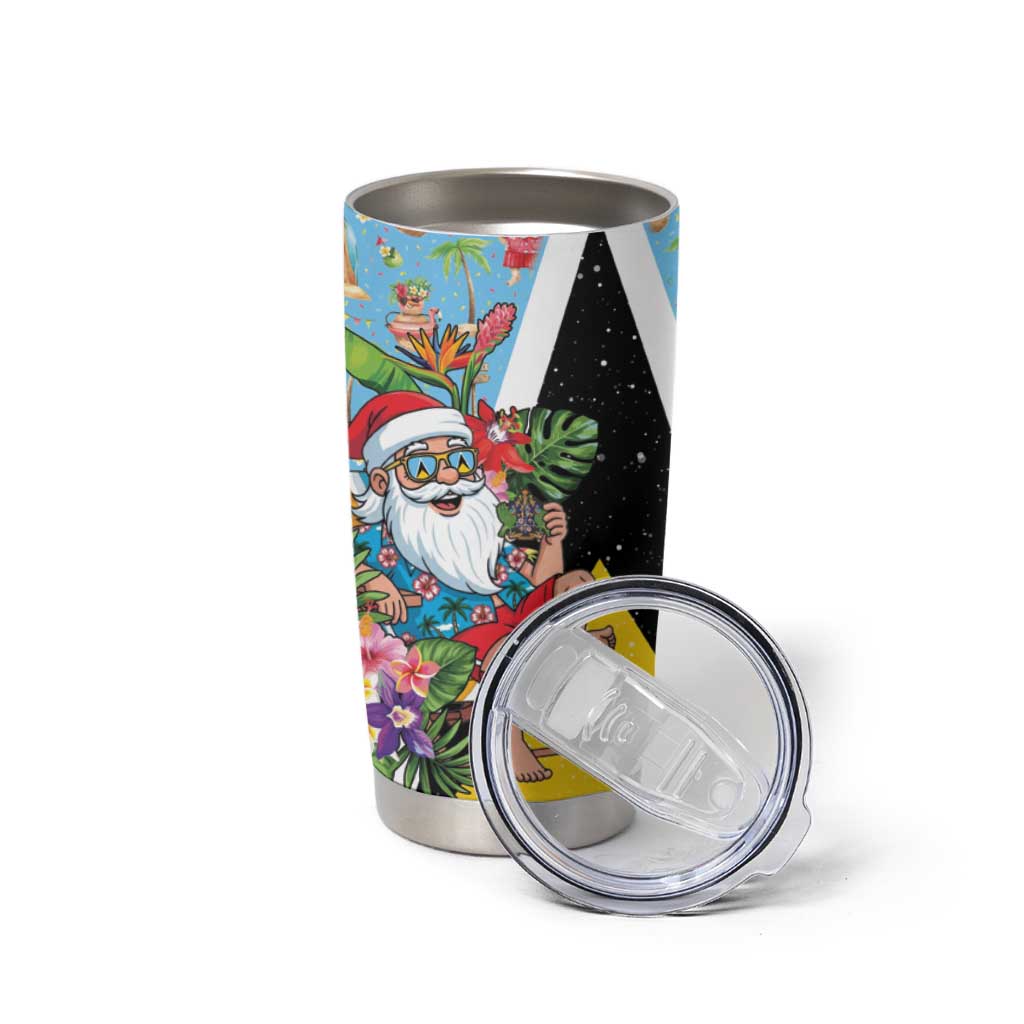 Saint Lucia Christmas Tumbler Cup Tropical Santa Claus - Wonder Print Shop