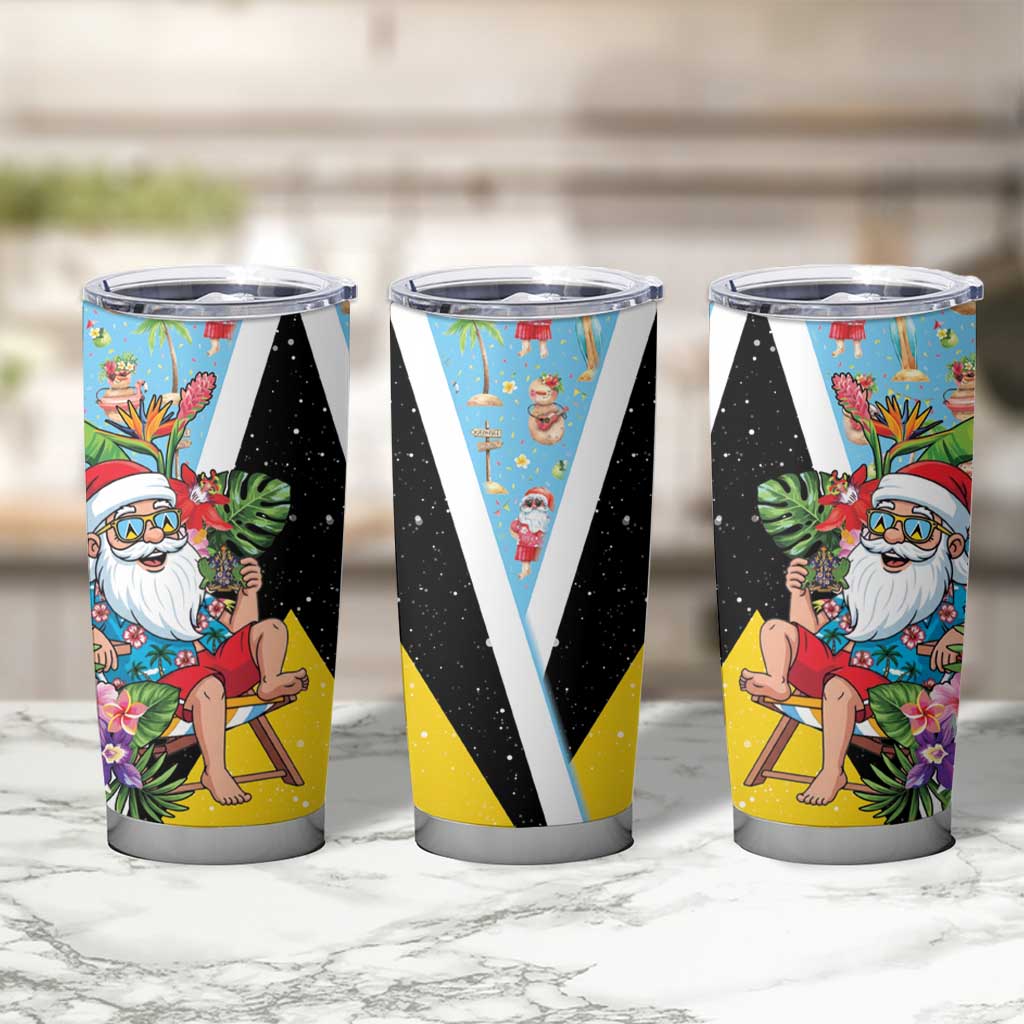 Saint Lucia Christmas Tumbler Cup Tropical Santa Claus - Wonder Print Shop