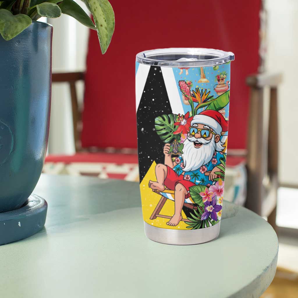 Saint Lucia Christmas Tumbler Cup Tropical Santa Claus - Wonder Print Shop