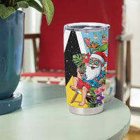 Saint Lucia Christmas Tumbler Cup Tropical Santa Claus - Wonder Print Shop