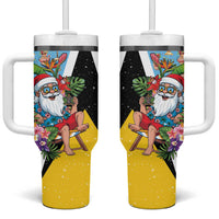 Saint Lucia Christmas Tumbler With Handle Tropical Santa Claus - Wonder Print Shop