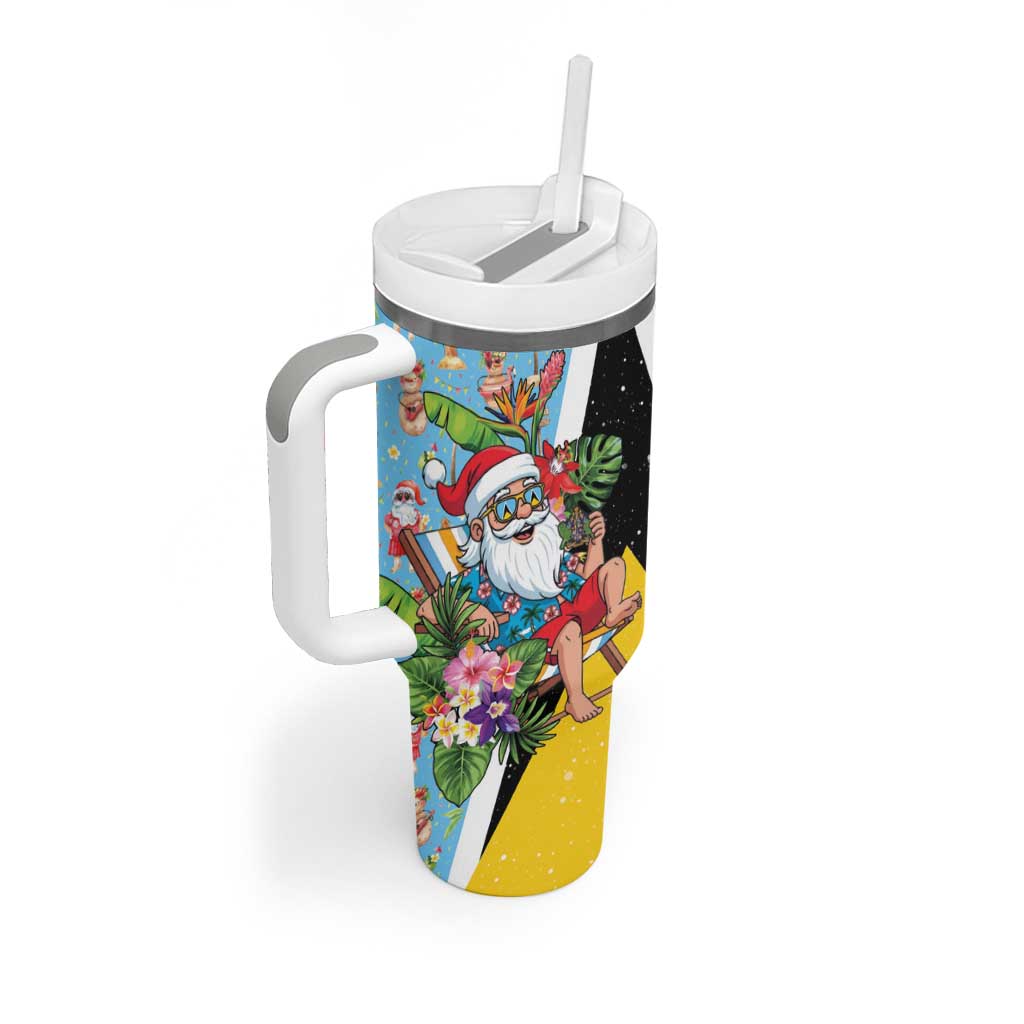 Saint Lucia Christmas Tumbler With Handle Tropical Santa Claus - Wonder Print Shop