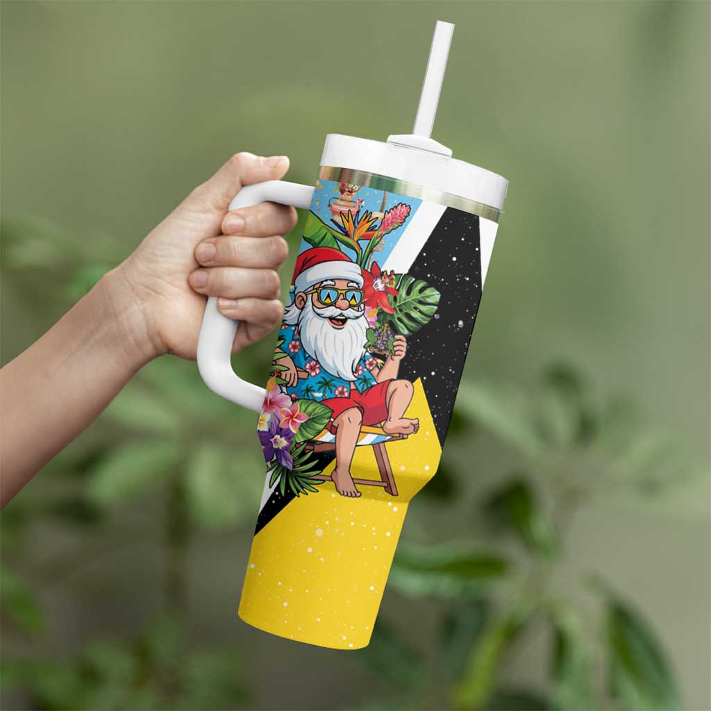 Saint Lucia Christmas Tumbler With Handle Tropical Santa Claus - Wonder Print Shop