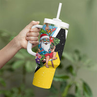 Saint Lucia Christmas Tumbler With Handle Tropical Santa Claus - Wonder Print Shop
