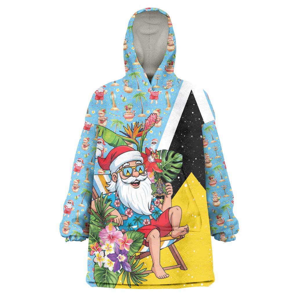 Saint Lucia Christmas Wearable Blanket Hoodie Tropical Santa Claus - Wonder Print Shop