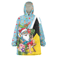 Saint Lucia Christmas Wearable Blanket Hoodie Tropical Santa Claus - Wonder Print Shop