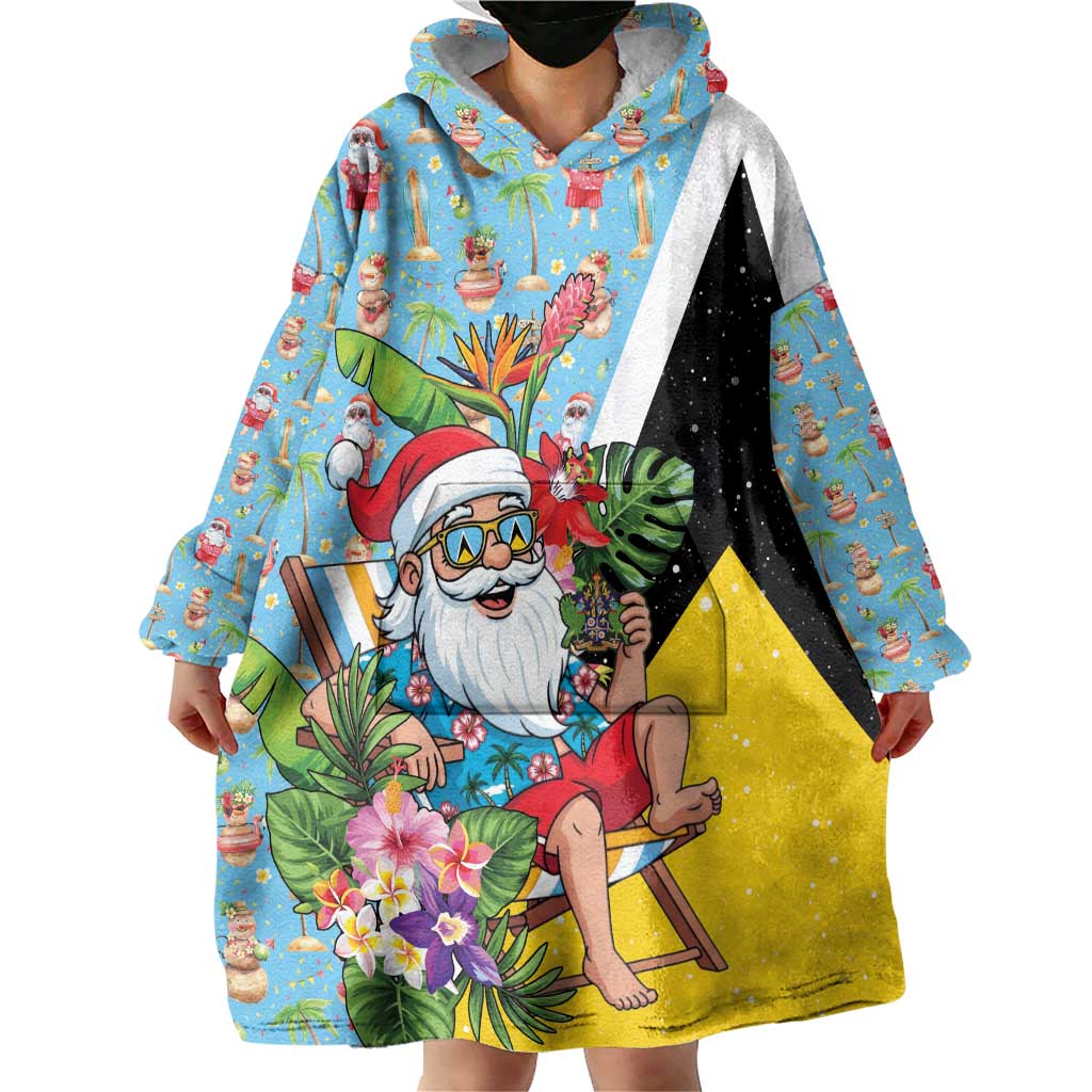 Saint Lucia Christmas Wearable Blanket Hoodie Tropical Santa Claus - Wonder Print Shop