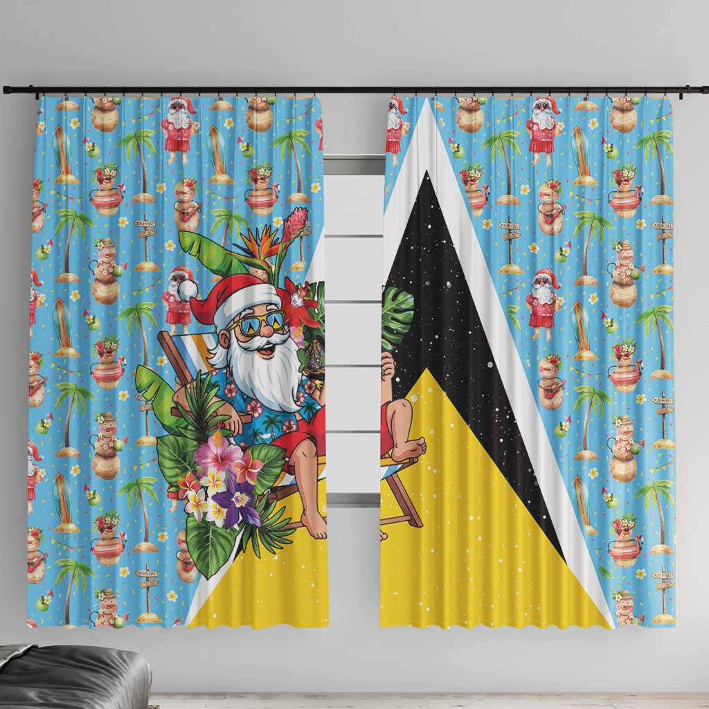 Saint Lucia Christmas Window Curtain Tropical Santa Claus - Wonder Print Shop