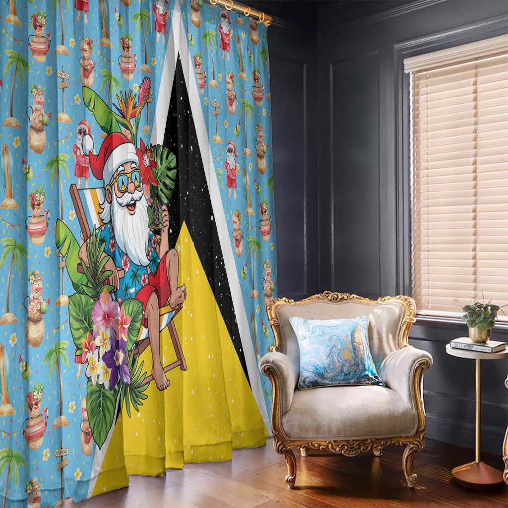 Saint Lucia Christmas Window Curtain Tropical Santa Claus - Wonder Print Shop