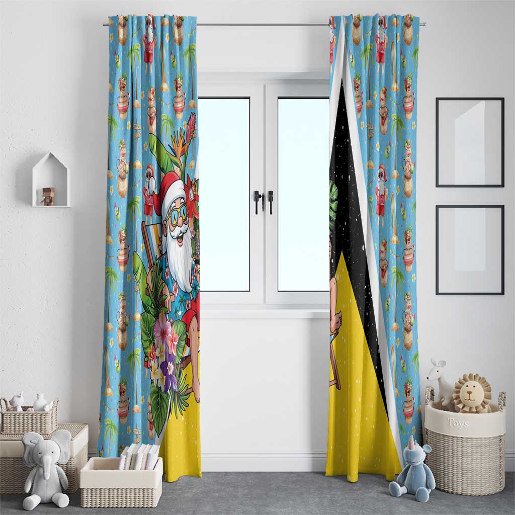 Saint Lucia Christmas Window Curtain Tropical Santa Claus - Wonder Print Shop