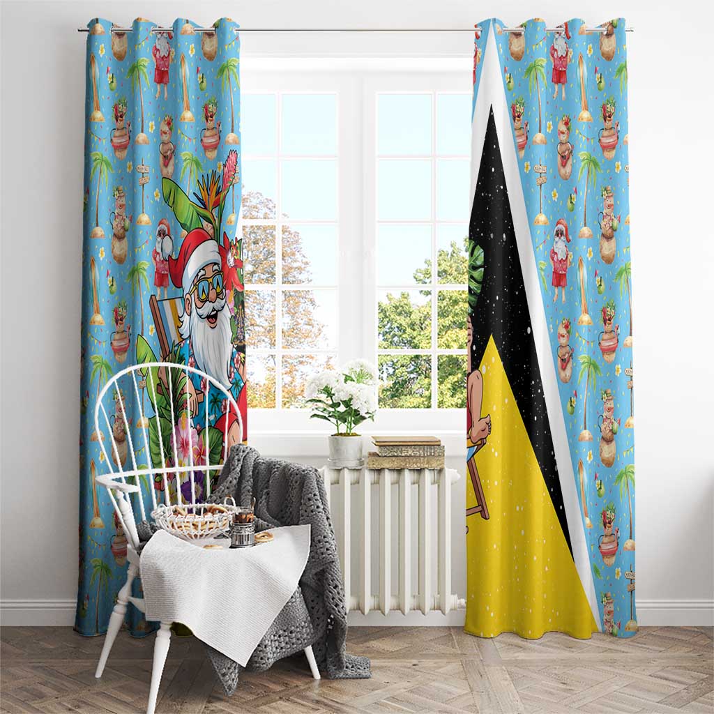 Saint Lucia Christmas Window Curtain Tropical Santa Claus - Wonder Print Shop