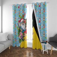 Saint Lucia Christmas Window Curtain Tropical Santa Claus - Wonder Print Shop