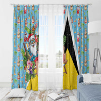 Saint Lucia Christmas Window Curtain Tropical Santa Claus - Wonder Print Shop