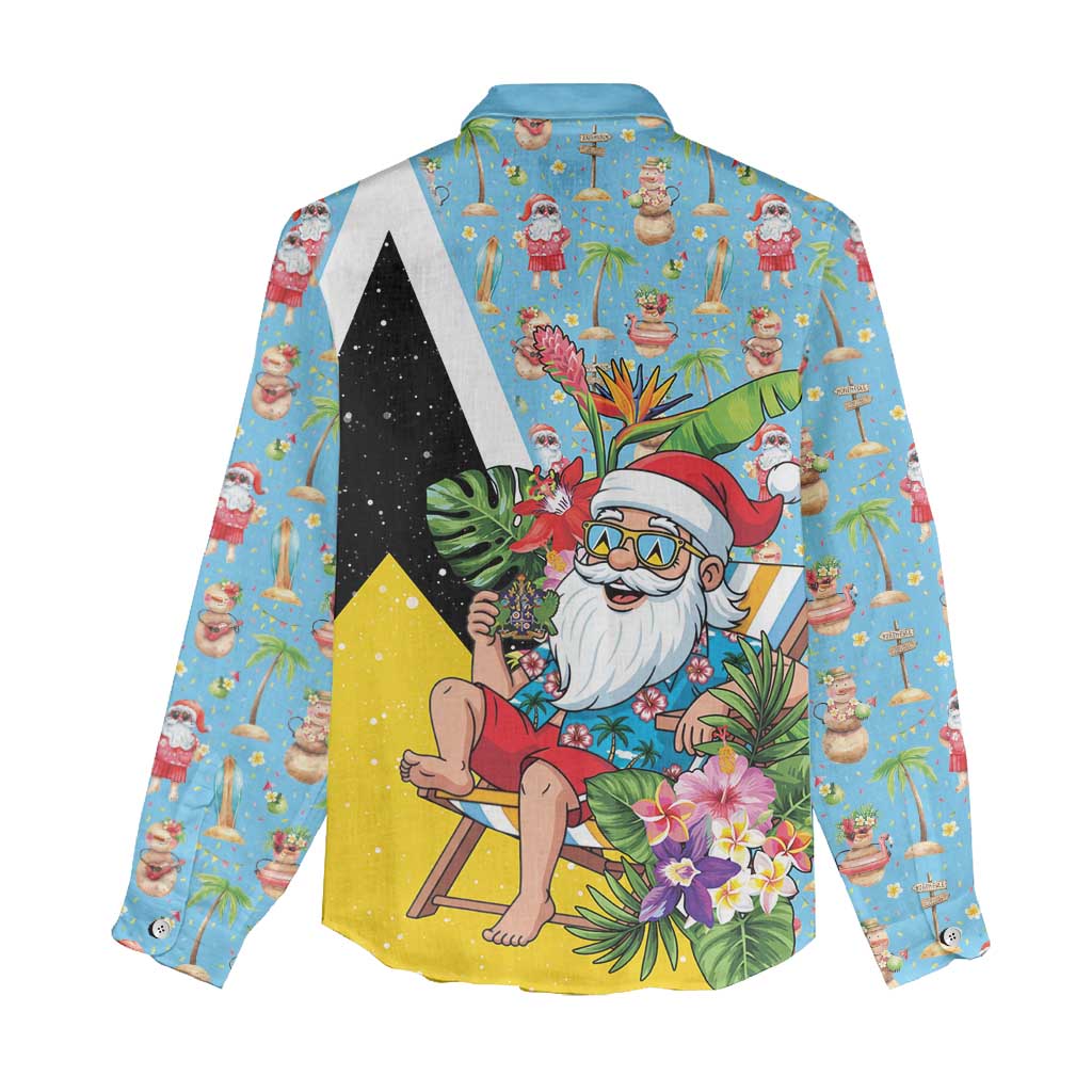Saint Lucia Christmas Women Casual Shirt Tropical Santa Claus - Wonder Print Shop