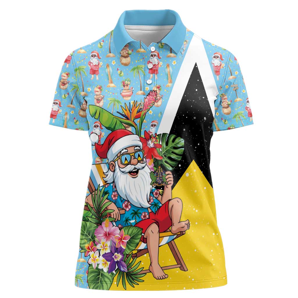 Saint Lucia Christmas Women Polo Shirt Tropical Santa Claus - Wonder Print Shop