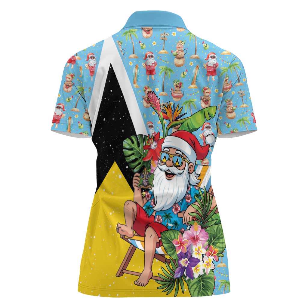 Saint Lucia Christmas Women Polo Shirt Tropical Santa Claus - Wonder Print Shop