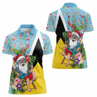 Saint Lucia Christmas Women Polo Shirt Tropical Santa Claus - Wonder Print Shop
