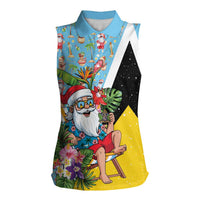 Saint Lucia Christmas Women Sleeveless Polo Shirt Tropical Santa Claus - Wonder Print Shop