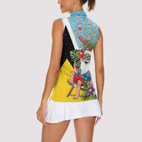 Saint Lucia Christmas Women Sleeveless Polo Shirt Tropical Santa Claus - Wonder Print Shop