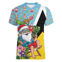 Saint Lucia Christmas Women V-Neck T-Shirt Tropical Santa Claus - Wonder Print Shop