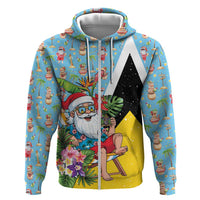 Saint Lucia Christmas Zip Hoodie Tropical Santa Claus - Wonder Print Shop