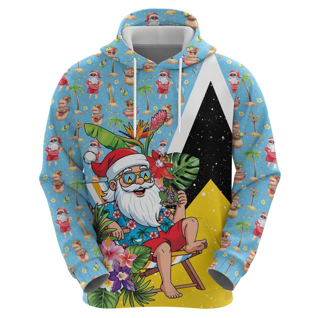 Saint Lucia Christmas Zip Hoodie Tropical Santa Claus - Wonder Print Shop