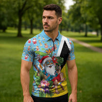 Saint Lucia Christmas Zipper Polo Shirt Tropical Santa Claus - Wonder Print Shop