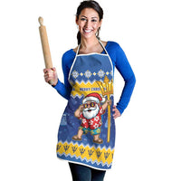 Barbados Christmas Apron Trident Dabbing Santa - Wonder Print Shop