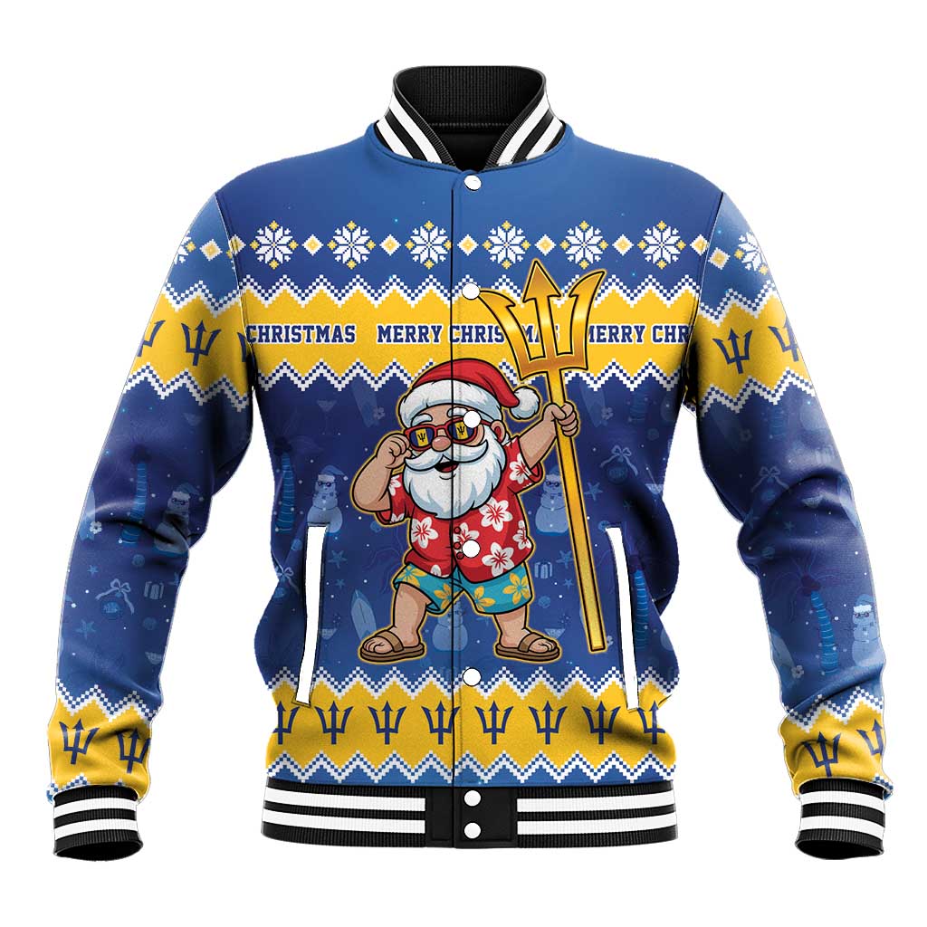 Barbados Christmas Baseball Jacket Trident Dabbing Santa - Wonder Print Shop