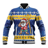 Barbados Christmas Baseball Jacket Trident Dabbing Santa - Wonder Print Shop