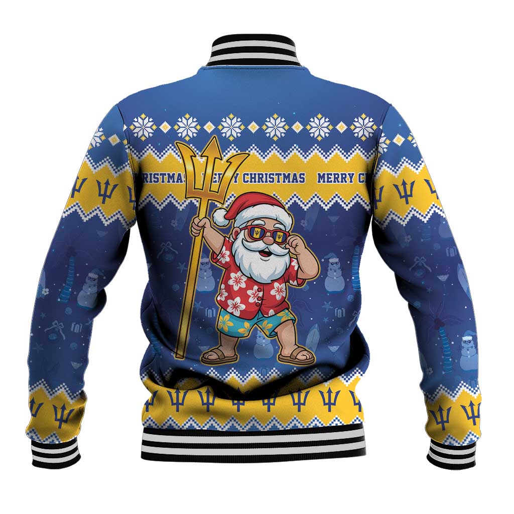 Barbados Christmas Baseball Jacket Trident Dabbing Santa - Wonder Print Shop