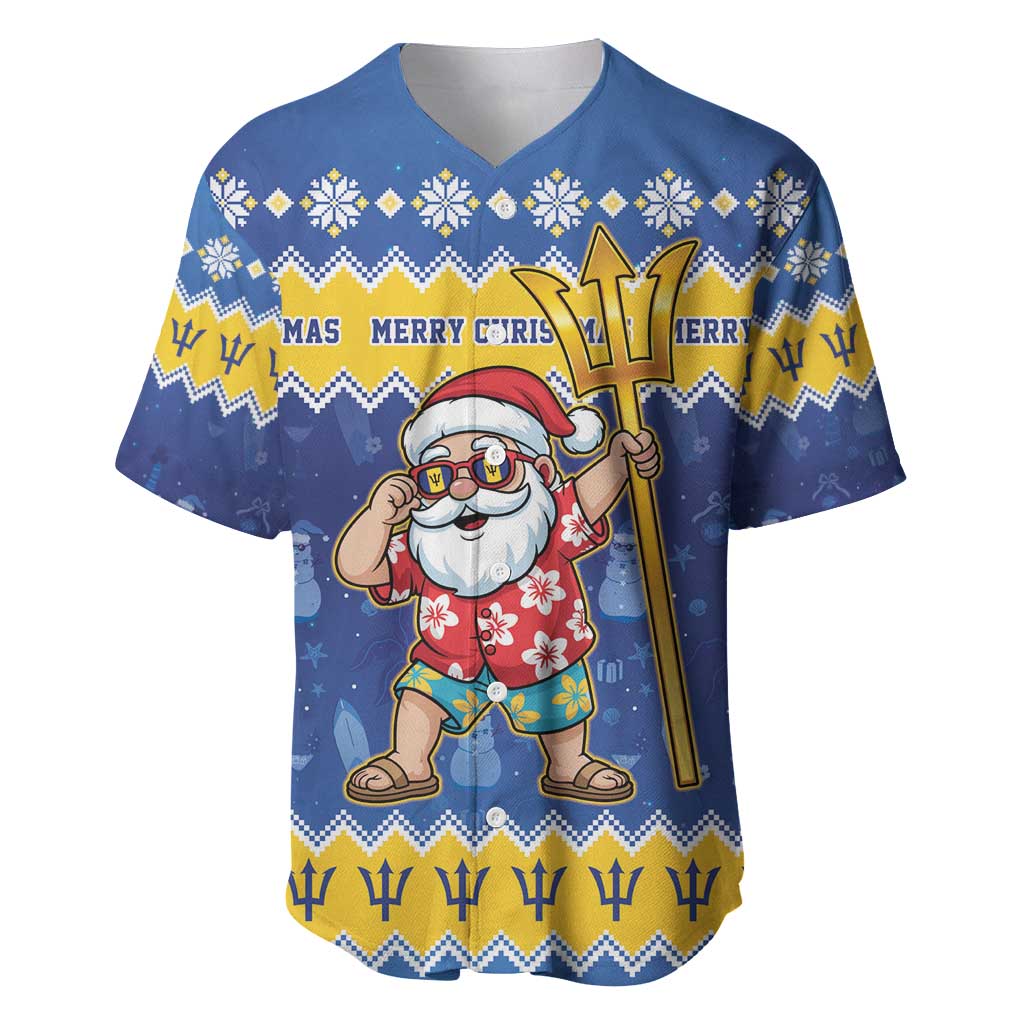 Barbados Christmas Baseball Jersey Trident Dabbing Santa - Wonder Print Shop