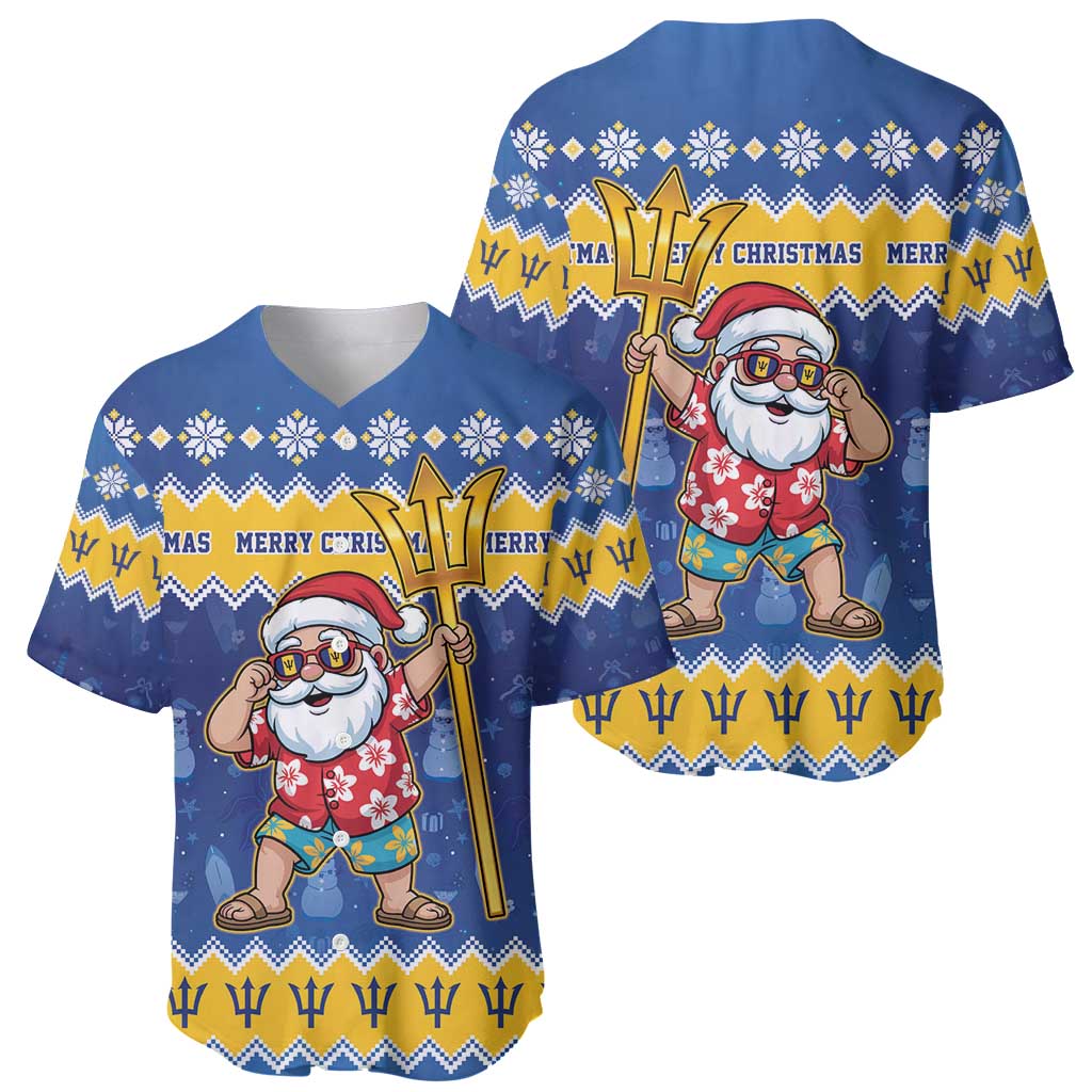 Barbados Christmas Baseball Jersey Trident Dabbing Santa - Wonder Print Shop