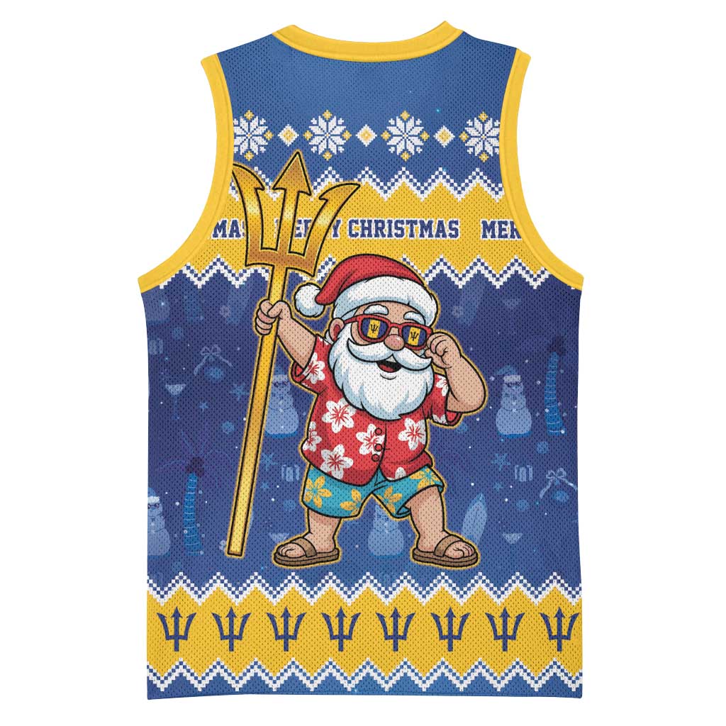 Barbados Christmas Basketball Jersey Trident Dabbing Santa - Wonder Print Shop