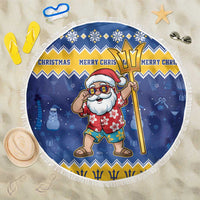 Barbados Christmas Beach Blanket Trident Dabbing Santa - Wonder Print Shop