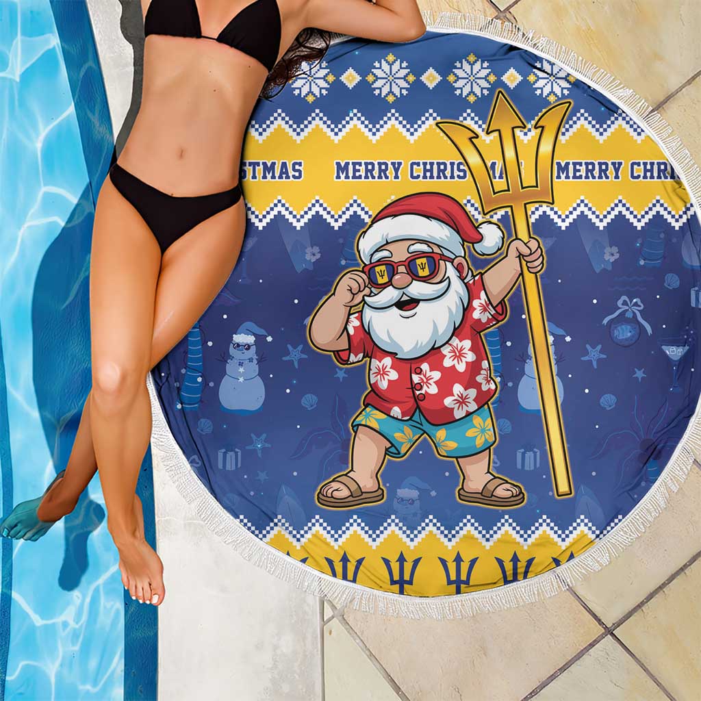 Barbados Christmas Beach Blanket Trident Dabbing Santa - Wonder Print Shop