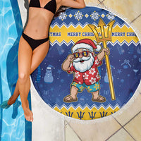 Barbados Christmas Beach Blanket Trident Dabbing Santa - Wonder Print Shop