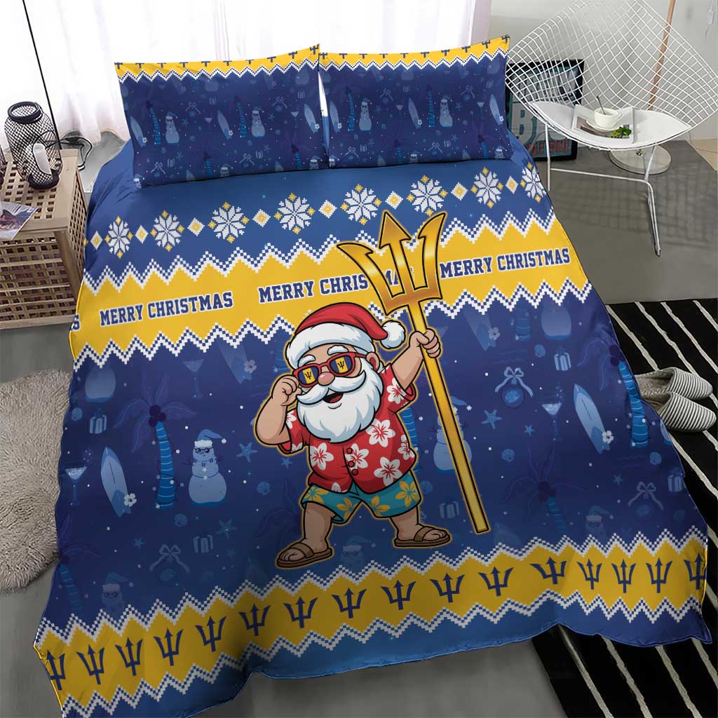 Barbados Christmas Bedding Set Trident Dabbing Santa - Wonder Print Shop