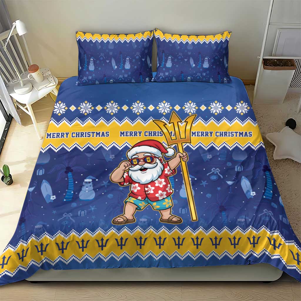 Barbados Christmas Bedding Set Trident Dabbing Santa - Wonder Print Shop
